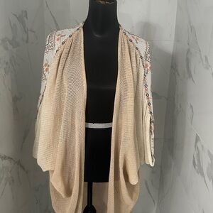 Z&L south western embroidered cardigan kimono beige Sz S open front